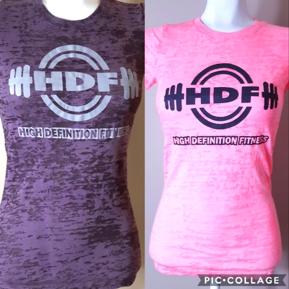2 HDF High definition fitness tees mottled look, semi sheer, super light - Picture 1 of 12